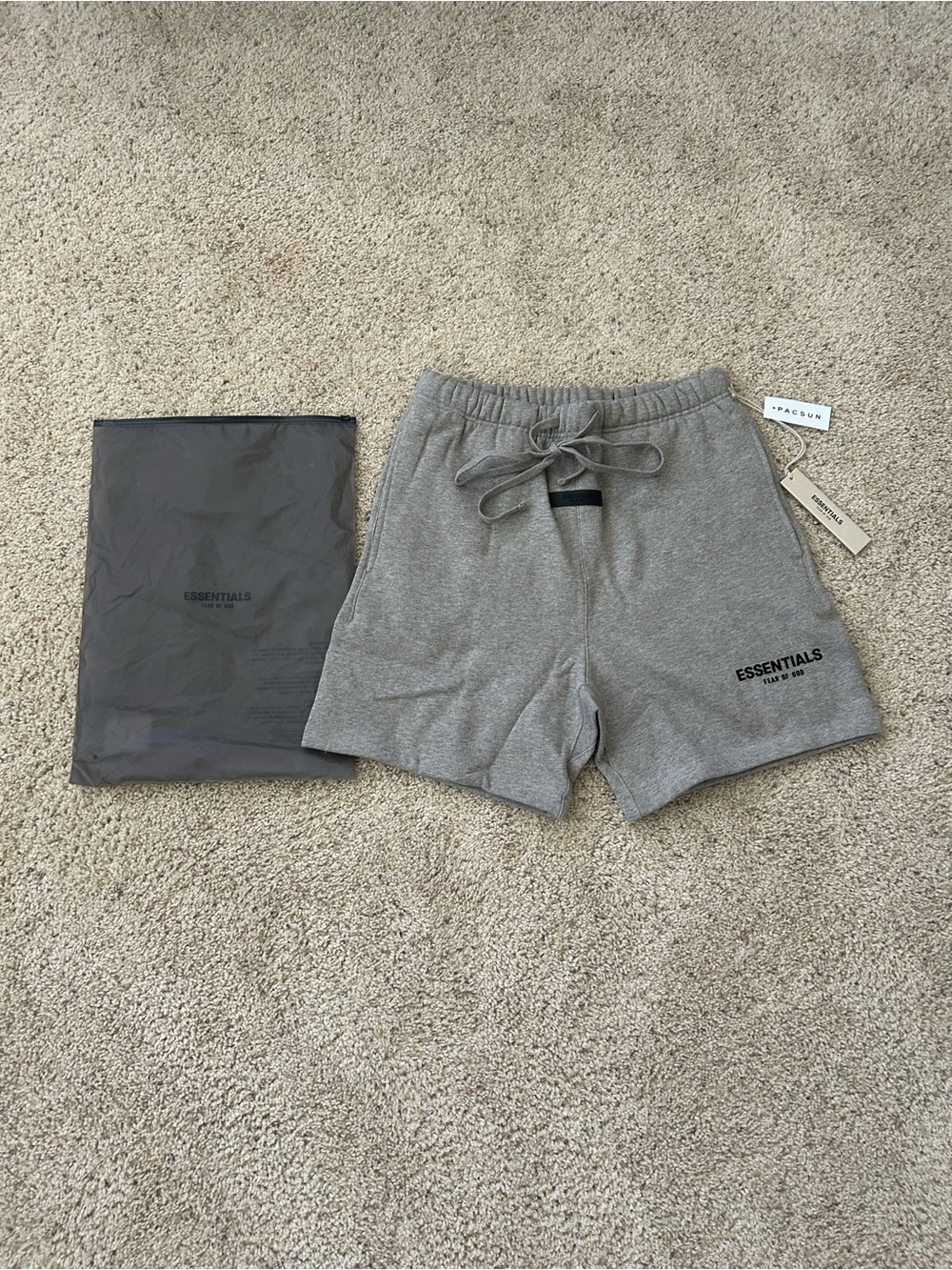 ESSENTIALS Men’s Dark oatmeal Grey Logo Cotton-Blend Shorts